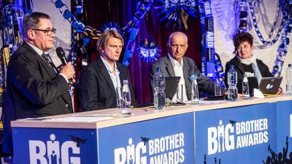 Die BBA-Jury 2023 (v.l.n.r.: padeluun, Frank Rosengart, Thilo Weichert, Rena Tangens).